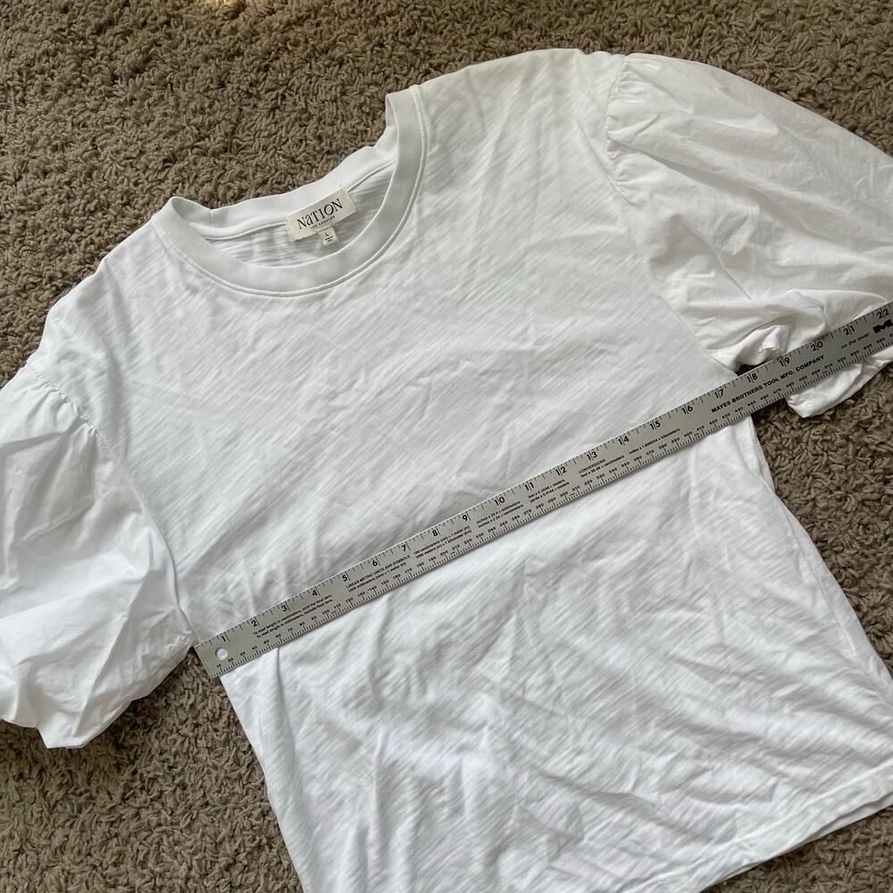 Nation LA Paola Shirt Puff Sleeve Short Sleeve Top 100% cotton size L - Picture 12 of 12
